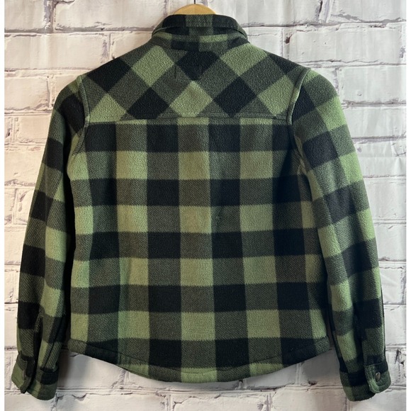 Weatherproof Vintage Boys Flannel Jacket Sherpa Small 7/8 Lined Green Plaid - Picture 2 of 10